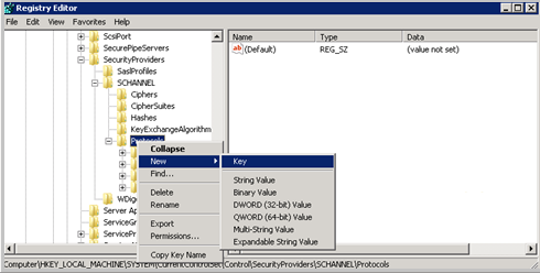 Screenshot showing New registry key.