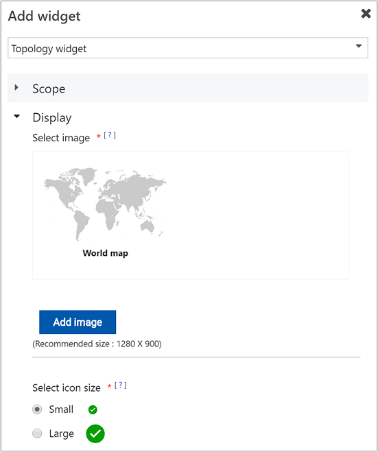 Skärmbild som visar Välj ny bild för topologiwidget.