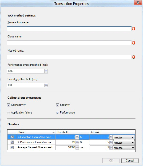 Screenshot of Transaction Properties for WCF.