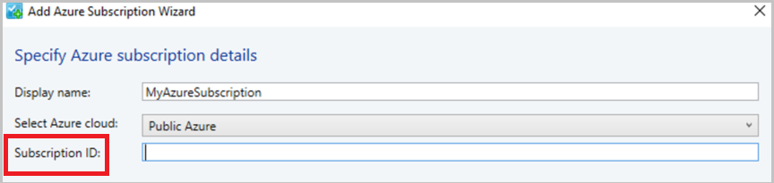 Screenshot of add subscription id.