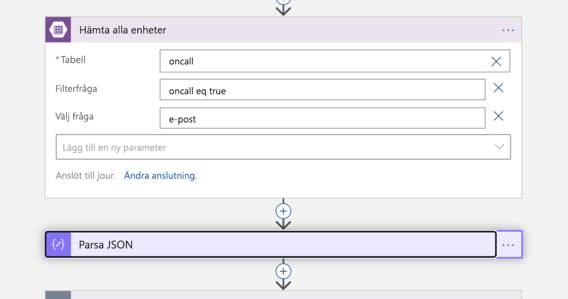 Screenshot of the Get entities block in Logic App Designer view of the Logic App.