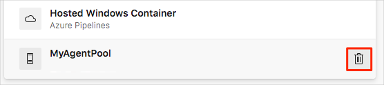 En skärmbild av Azure DevOps som visar var agenten ska tas bort från agentpoolen.
