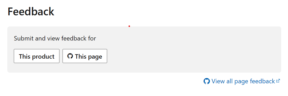Skärmbild av feedbackalternativen längst ned i en dokumentationsartikel.
