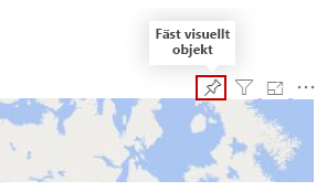 Skärmbild av knappen Fäst visuellt objekt ovanför en karta.