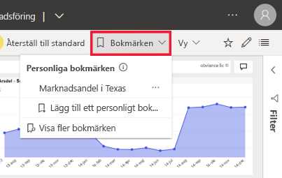 Skärmbild av det utökade bokmärkesfönstret.