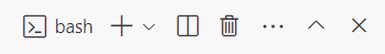 Skärmbild av terminalfönstret i Visual Studio Code, där bash-alternativet visas.