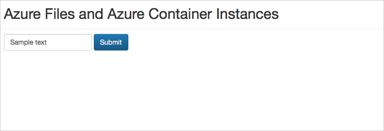 Skärmbild av demonstrationen av filresurs i Azure Container Instances som körs i en webbläsare.