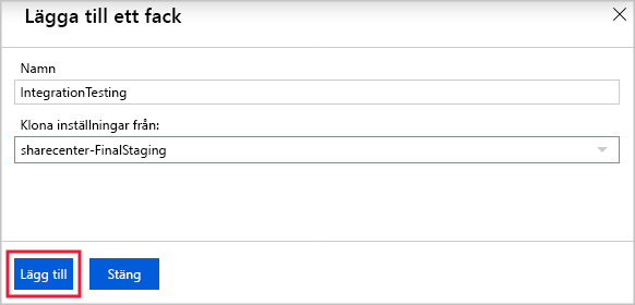 Screenshot of naming a new deployment slot and choosing whether to clone settings in the Azure portal.