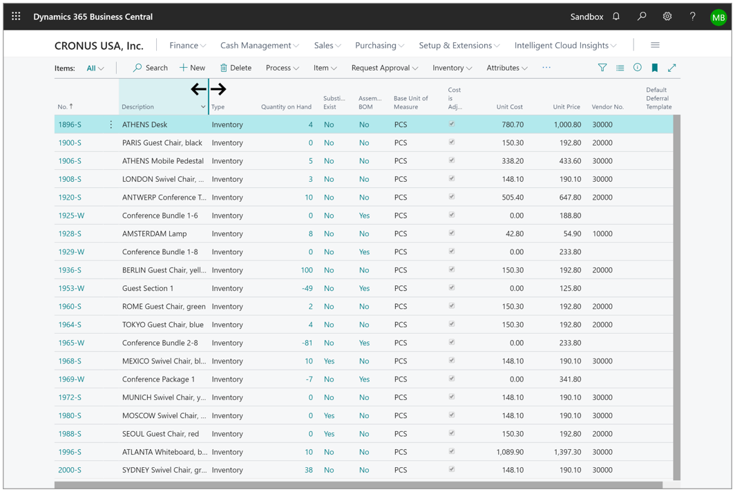 Screenshot of the column adjustments on a page.