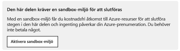 Aktivera Sandbox-prompt som visas i varje modul