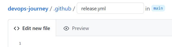 Skärmbild av hur du skapar release.yml fil på GitHub.