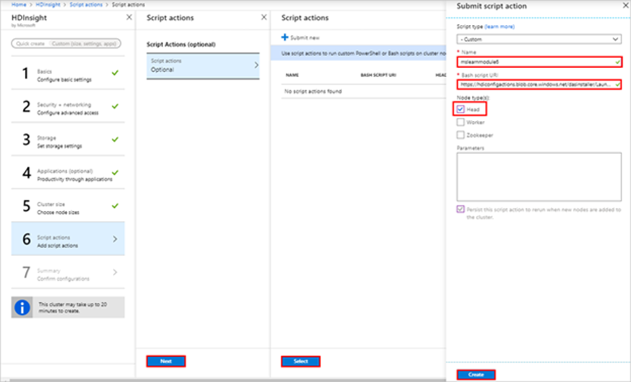 Sidan skriptåtgärder i Azure Portal.