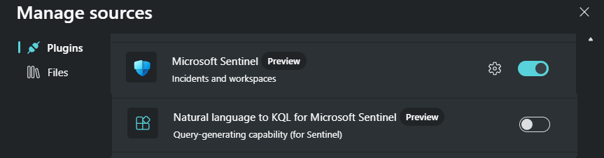 Skärmbild som visar Microsoft Sentinel-plugin-program.