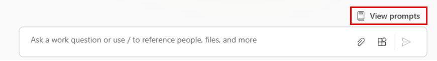 Screenshot showing the View Prompts option on the Copilot page.
