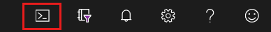 Skärmbild av Cloud Shell-knappen i Azure Portal.