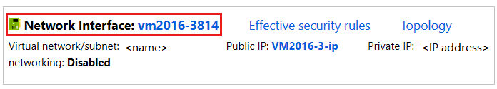 Skärmbild som visar platsen för nätverksgränssnittet.