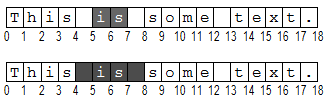 Character positions for text string