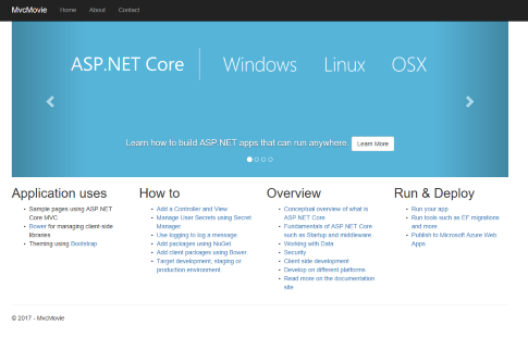 ASP.NET Core-webbsidan som körs från localhost i en container