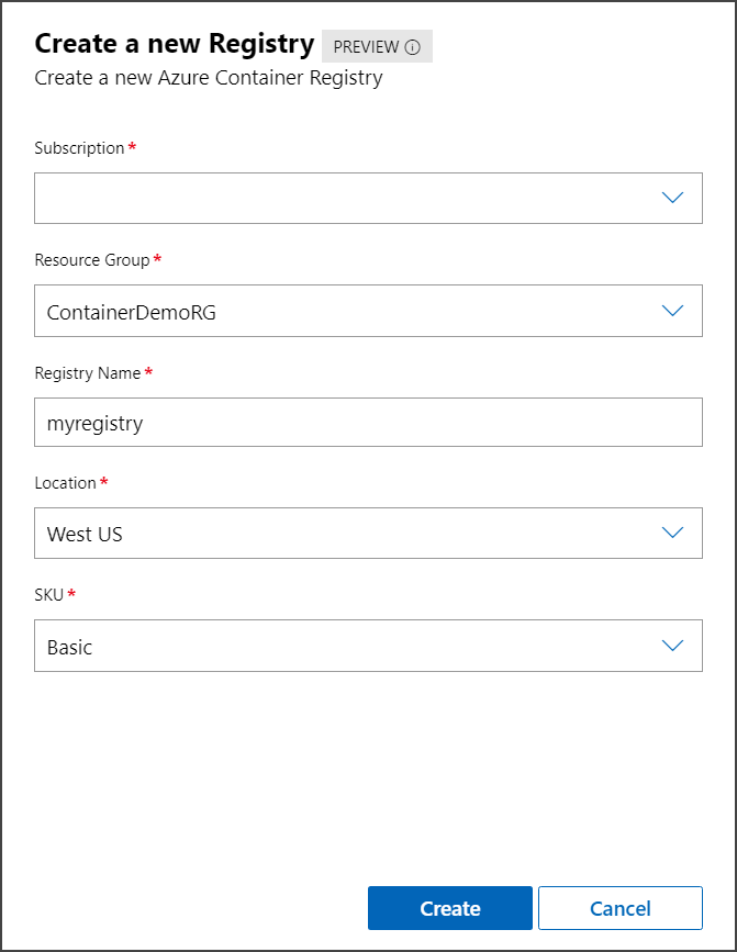 Create new registry