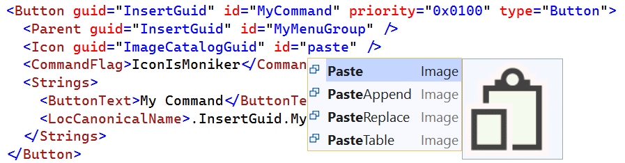 VSCT icon IntelliSense.