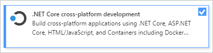 Skärmbild av arbetsbelastningen för .NET Core-plattformsoberoende utveckling i Visual Studio Installer.