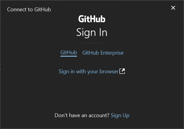 Skärmbild som visar inloggning med GitHub Enterprise.