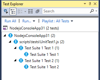 Skärmbild av Test Explorer.