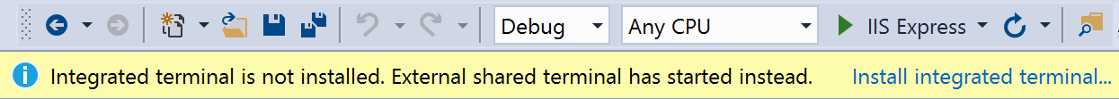 Screenshot that shows the Terminal install notification.