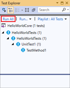 Run unit tests in Test Explorer