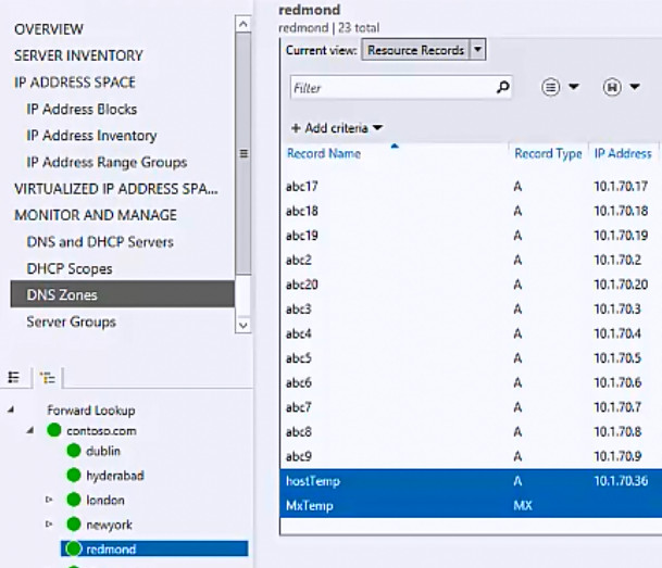 Select resource records to delete