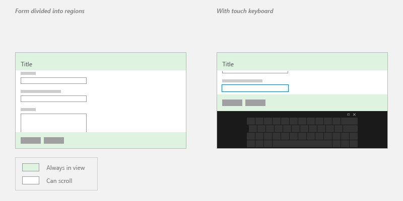 a form that contains areas that should always stay in view