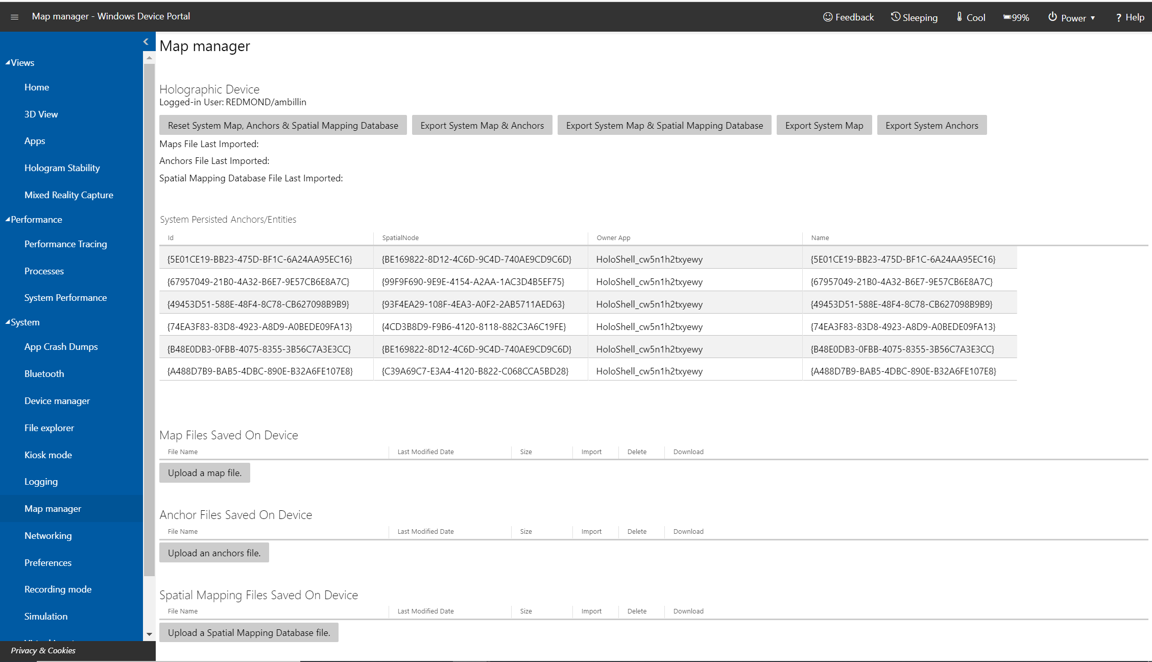 Map Manager-sidan i Windows-enhetsportalen