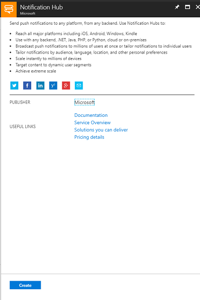 skapa notification hubs-instans