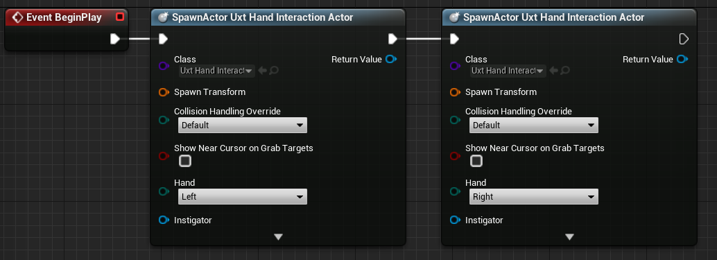 Spawn UXT Hand Interaction Actors