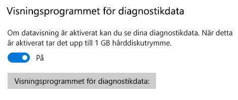 Plats för att aktivera Visningsprogram för diagnostikdata.