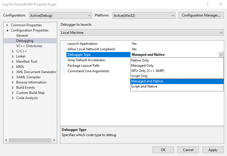 C++ Debugging Properties