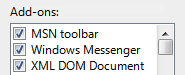 screen shot of check-box list label: add-ons 