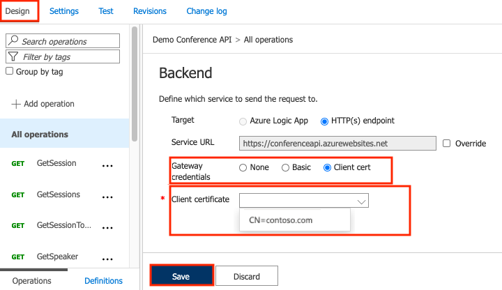 Use client certificate for gateway authentication