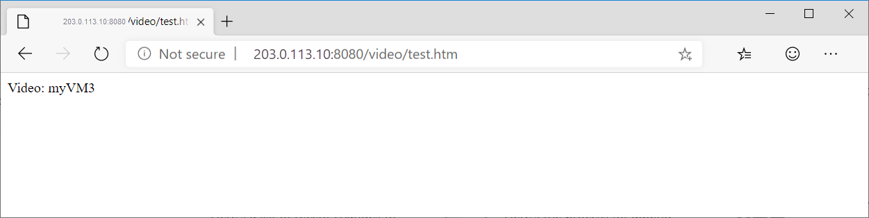 Screenshot of test video URL in application gateway.