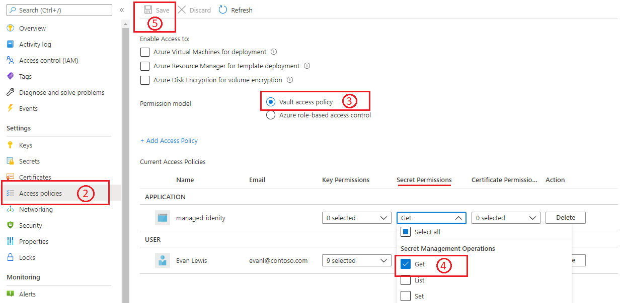  Screenshot that shows how to resolve the Get permission error.