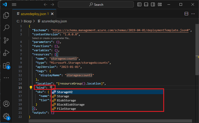 Screenshot showing extension autocompletion.