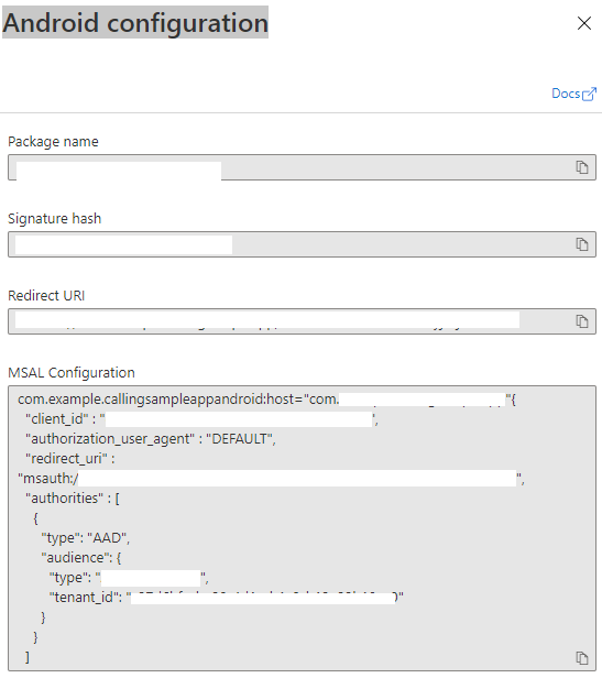 Microsoft Entra configuration on Azure portal.