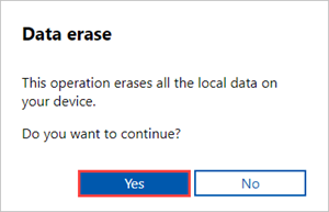 Data erase confirmation prompt