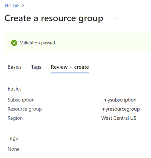 create resource group