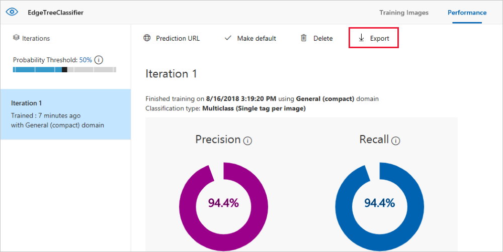 Export your trained image classifier