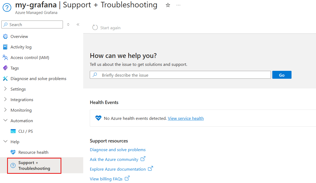 Screenshot of how to find help and submit support ticket part 1.