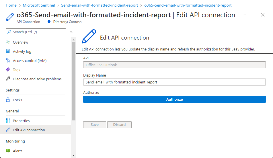 Screenshot showing how to edit A P I connections.