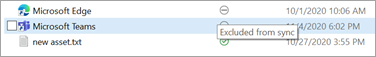 The "Excluded from sync" icon in File Explorer