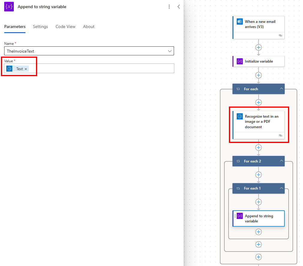 ภาพหน้าจอที่แสดงข้อความ OCR ต่อท้าย