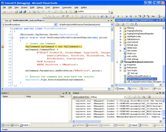 The Breakpoint in the GetProductsWithPriceLessThan Method Was Hit